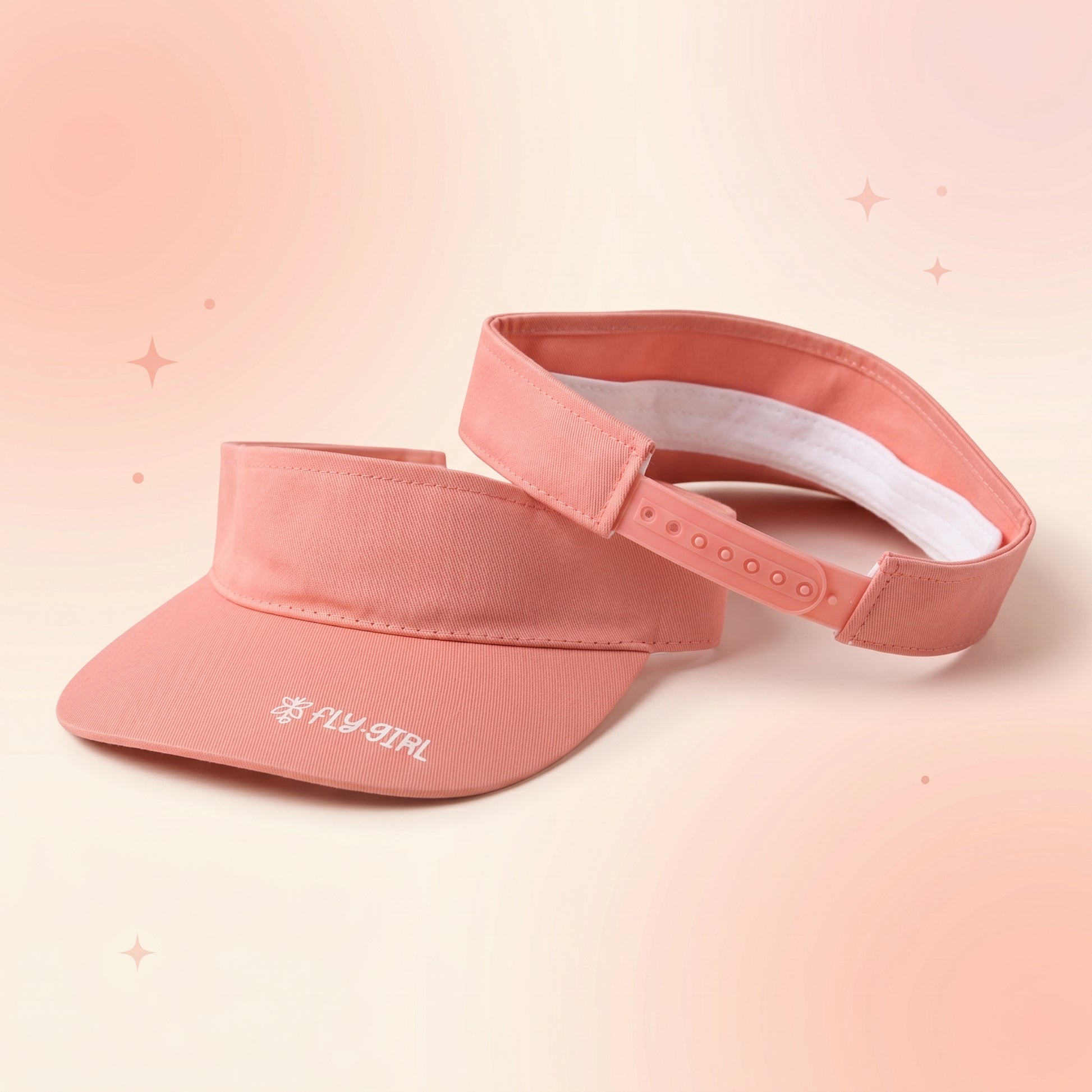 Pink visors with 'MY GIRL' text on a pink background