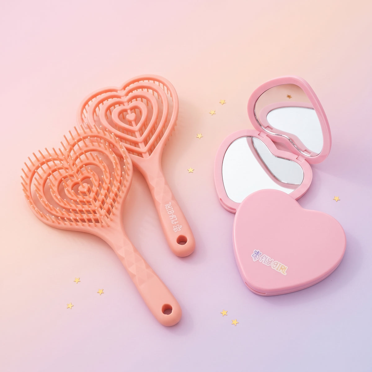 Heart Brush & Mirror Set