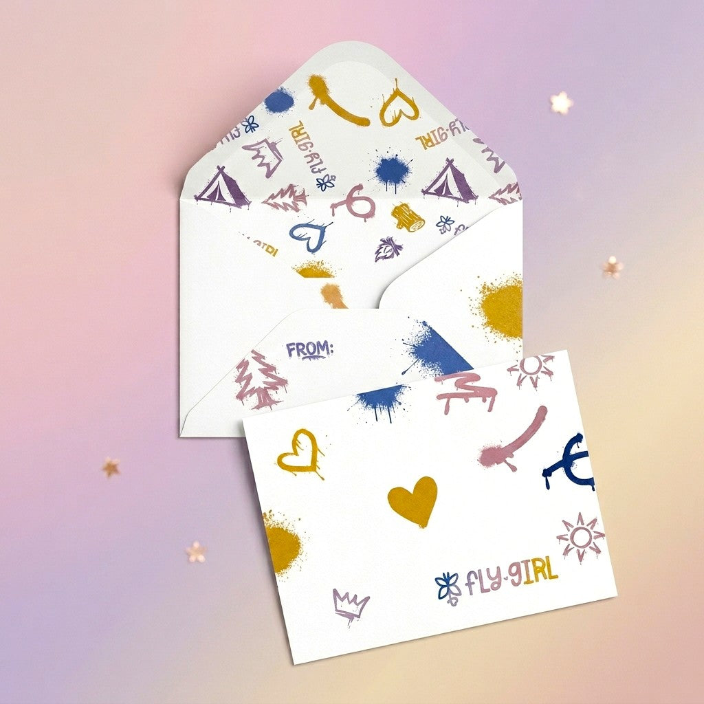 Colorful stationery set with envelope and card on a gradient background