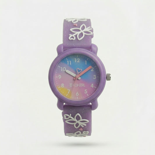 White & Pink Butterfly Watch