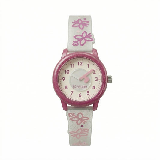 White & Pink Butterfly Watch